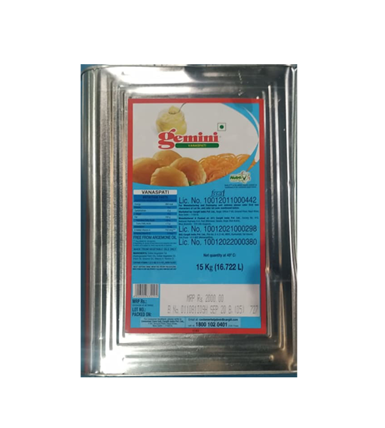 Gemini Vanaspati Oil 15 Litre Tin