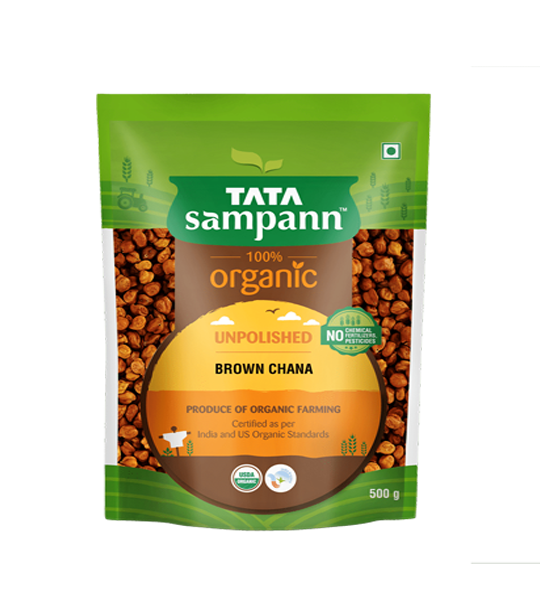 Tata Sampann 100% Organic Unpolish Kala Chana/Brown Chana 500gms