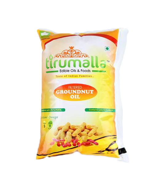 Tirumalla Filtered Groundnut Oil 1 Litre Pouch