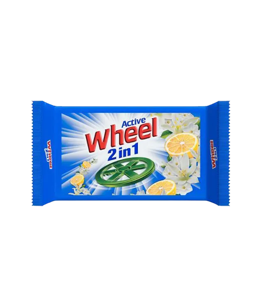 Active Wheel 2 In 1 Detergent Blue Bar (Soap) 120 Gram Pouch