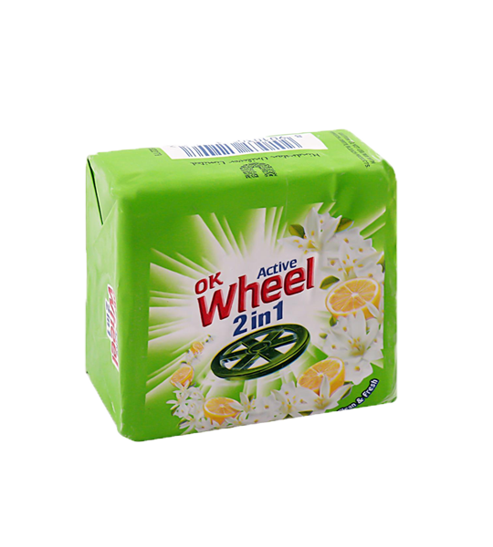 Active Wheel 2 In 1 Detergent Green Bar (Soap) 150 Gram Pouch