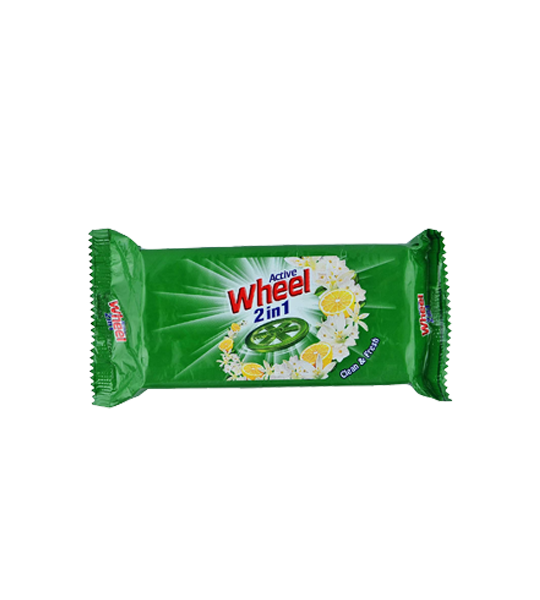 Active Wheel 2 In 1 Detergent Green Bar (Soap) 120 Gram Pouch